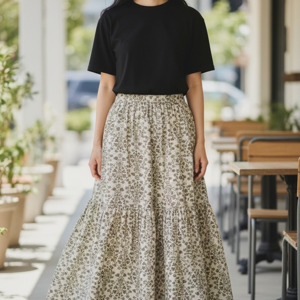Brooks Brothers Women’s Floral Maxi Skirt – Size 2 – Cotton Blend Lined Skirt